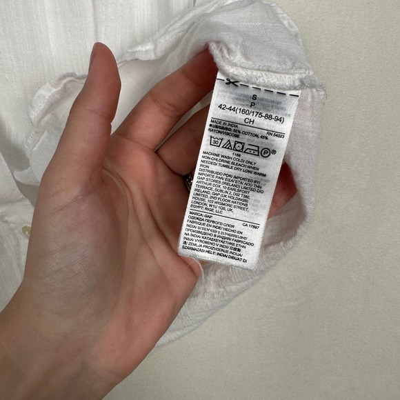 Gap Women's Sz S White Short Sleeve Collared Button Down Blouse Top Cotton Blend - Picture 7 of 8